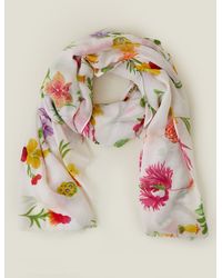 Accessorize - Women's White/pink/green Wild Flower Print Scarf - Lyst