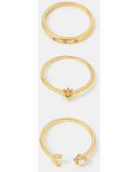 Accessorize - 3-Pack 14Ct-Plated Celestial Rings - Lyst