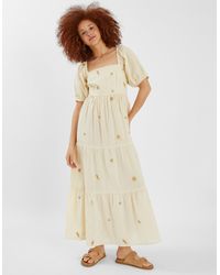 Accessorize - Embroidered Puff Sleeve Maxi Dress - Lyst
