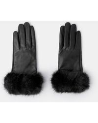 Accessorize - Faux Fur Cuff Leather Gloves - Lyst