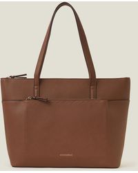 Accessorize - Women's Tan Brown Classic Pocket Tote Bag - Lyst