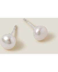 Accessorize - White Sterling Silver-plated Freshwater Pearl Studs - Lyst