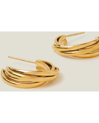 Accessorize - Women's Gold Stainless Steel Twist Hoop Earrings - Lyst