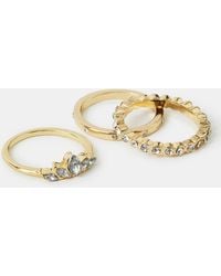 Accessorize - 3-Pack Diamanté Stacking Rings - Lyst