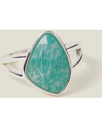 Accessorize - Women's Sterling Silver-plated Amazonite Ring Silver - Lyst