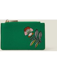 Accessorize - Women's Embroidered Floral Card Holder Green - Lyst