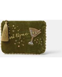 Accessorize - Embellished Martini Velvet Pouch - Lyst