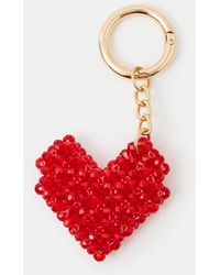 Accessorize - Beaded Heart Bag Charm - Lyst