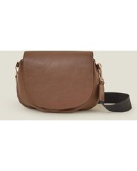Accessorize - Women's Brown Leather Webbing Strap Cross-body Bag - Lyst