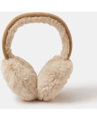 Accessorize - Cream/ Faux Fur Suedette Earmuffs - Lyst