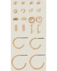 Accessorize - Women's 10-pack Stud And Hoop Earrings Gold - Lyst