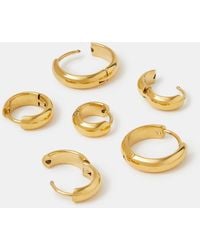 Accessorize - 3-Pack Stainless Steel Clicker Hoop Earrings - Lyst