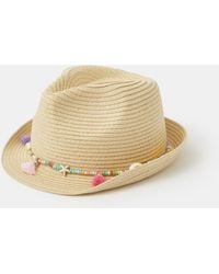 Accessorize - Beaded Trim Straw Hat - Lyst