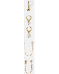 Accessorize - 5-Pack 14Ct-Plated Mother Of Pearl Stud & Hoop Earrings - Lyst