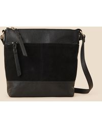Accessorize - Women's Black Leather Messenger Bag - Lyst
