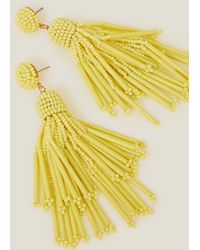 Accessorize - Women's Yellow Long Bead Tassel Earrings - Lyst