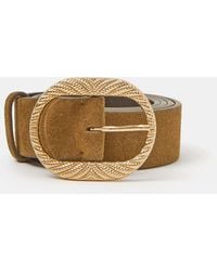 Accessorize - Textured Buckle Leather Belt - Lyst