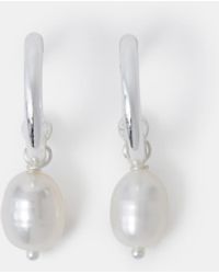 Accessorize - Sterling-Plated Pearl Drop Hoop Earrings - Lyst