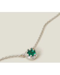 Accessorize - Women's Green Sterling Silver Stone Pendant Necklace - Lyst