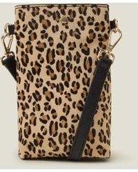 Accessorize - Leopard Print Leather Phone Cross-Body Bag - Lyst