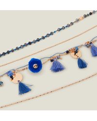 Accessorize - Women's Blue Layered Coin Tassel Necklace - Lyst