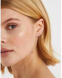Accessorize - 3-Pack 14Ct-Plated Crystal Stud Earrings - Lyst