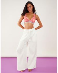 Accessorize - Women's White Cotton Crinkle Beach Trousers - Lyst
