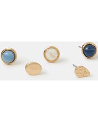 Accessorize - 5-Pack Mother Of Pearl Stone Stud Earrings - Lyst
