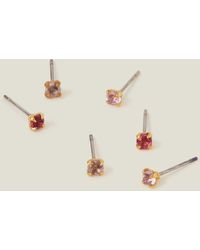 Accessorize - Women's 14ct Gold Plated Brass Pack Of 3 Stud Earrings - Lyst