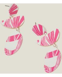 Accessorize - Women's Pink/white Print Mixed Shape Earrings - Lyst