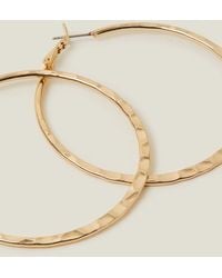 Accessorize - Women's Gold Textured Large Hoop Earrings - Lyst