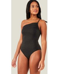 Accessorize - Women's Black Nylon One Shoulder Shimmer Swimsuit - Lyst