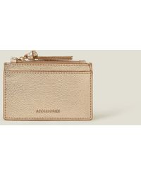 Accessorize - Women's Leather Metallic Card Holder Gold - Lyst
