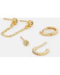 Accessorize - 4-Pack 14Ct-Plated Stud & Hoop Earrings - Lyst