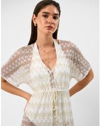 Accessorize - Maxi Kaftan Short Sleeve V-Neck Beach Side Slits Crochet Dress - Lyst