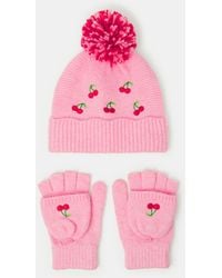 Accessorize - Cherry Bobble Hat & Gloves Set - Lyst