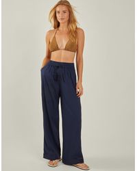 Accessorize - Lightweight Embroidered Viscose Wide Leg Beach Trousers - Lyst