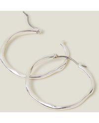 Accessorize - Women's Sterling Silver Plated Brass Molten Medium Hoops - Lyst