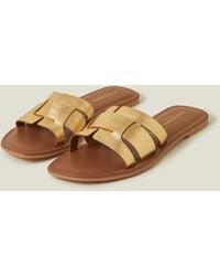 Accessorize - Wide Fit Metallic Leather Cut-Out Slide Sandals - Lyst