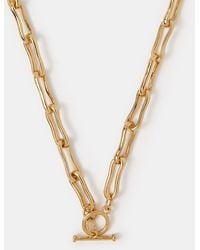 Accessorize - 14Ct-Plated Molten Link T-Bar Necklace - Lyst