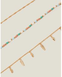 Accessorize - 3-Pack Leaf Charm Anklets - Lyst