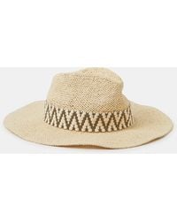 Accessorize - Embroidered Chevron Straw Fedora Hat - Lyst