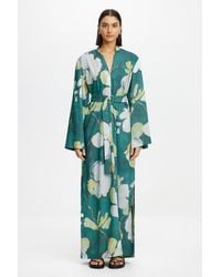 Acler - Dark Forest Plum Maxi Dress For Long Sleeve, Belted Waist, Unique Print - Lyst