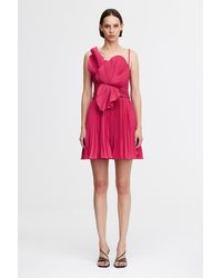 Acler Fixby Pleated Floral Mini Dress in Pink | Lyst