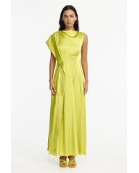 Acler - Aroba Maxi Dress For Color, Polyester Fabric, Asymmetrical Design, High Cowl Neckline, Single Cap Sleeve, Thigh-High Split, Au6 - Lyst