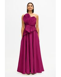 Acler - Strapless Pleated Floral Gown For Color, Size - Lyst