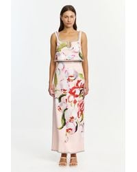 Acler - Acler Maxi Skirt, High Waisted, Woven Linen Blend, Rhinestone Trim - Lyst