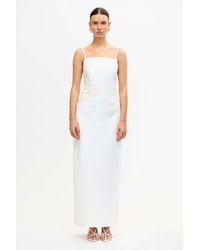 Acler - Maxi Dress For Duchess Satin-Look Woven Fabrication, Embroidered Appliques With Beading - Lyst