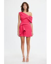 Acler Kadence Mini Dress For Textured Petal Appliqu, Polyester in Black |  Lyst