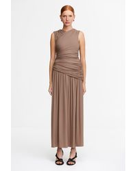 Acler - Maxi Dress For Fine Rib Knit, Gathered Skirt, Lined Body, 100% Modal - Lyst